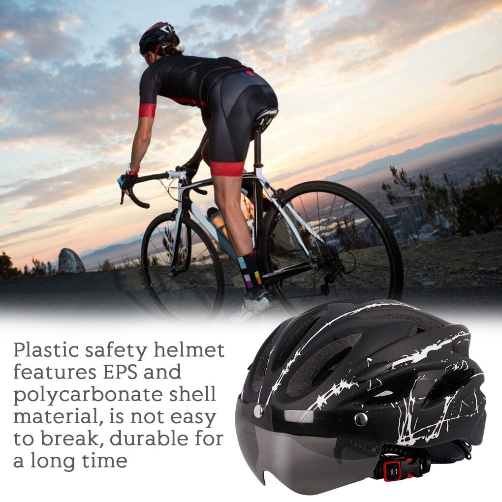 Jooan for Men Women with Safety Led Back Light Detachable Magnetic Goggles for Visor Mountain & Road Adjustable Adult Cycling Helmets, Black White