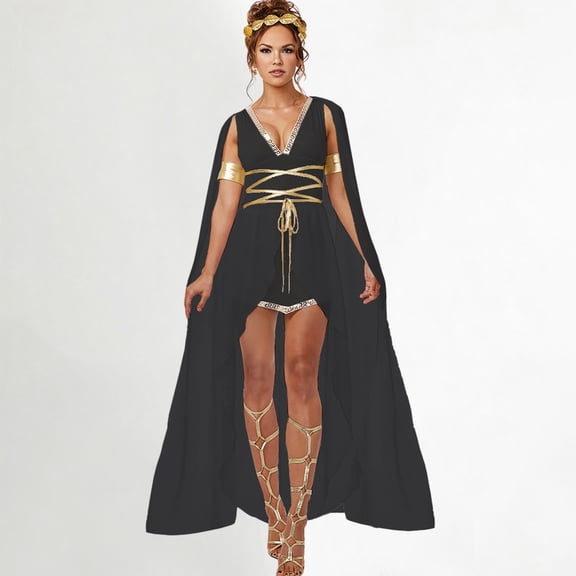 HOWPAY Halloween Costumes For Women Egyptian Queen Cosplay Outfit Royal Role Play Fancy Dress Costume For Adult Women Masquerade Party Event Halloween Costume L