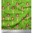 thumbnail image 3 of Soimoi Green Poly Georgette Fabric Girl & Drinks Beach Printed Craft Fabric by the Yard 52 Inch Wide, 3 of 3