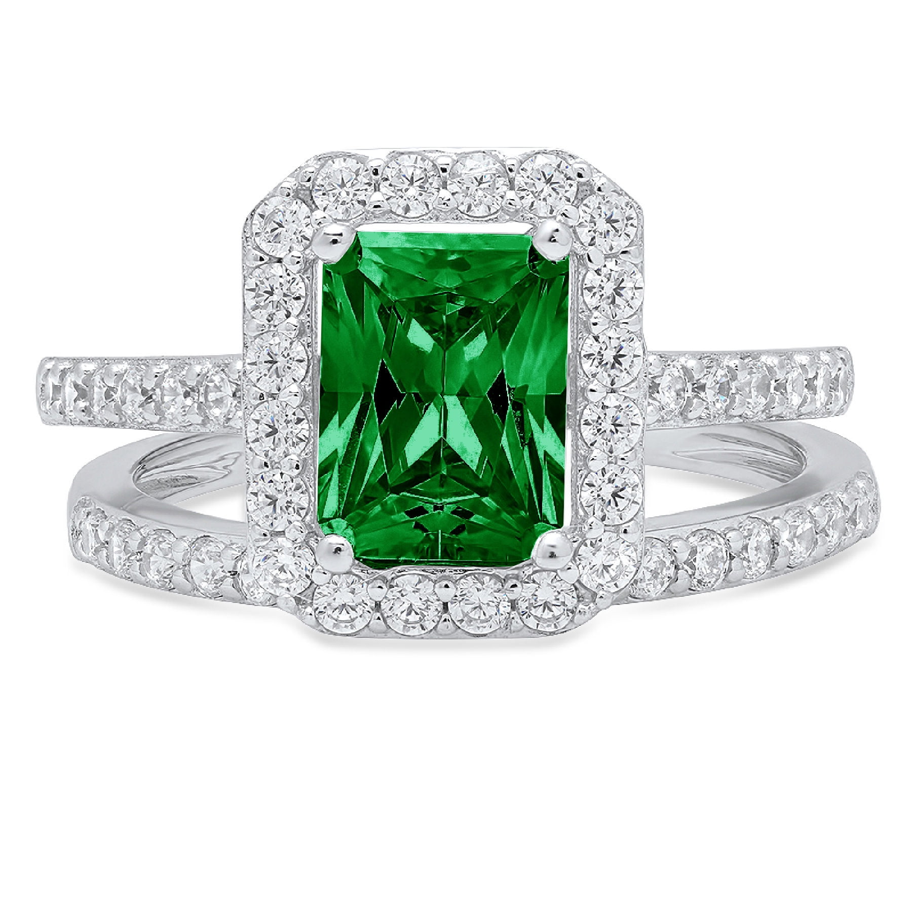 BIG 22CT EMERALD CUT SOLITAIRE COCKTAIL PARTY RING IN 925 STERLING SILVER 