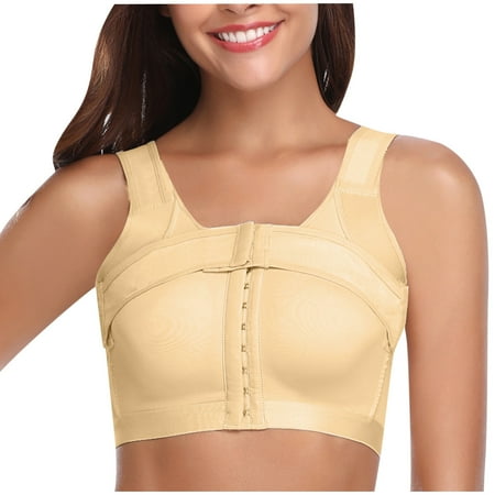 DJskiyers Compression Bras for Women Post Surgery Front Closure Bra Padded Push up Bra Full Coverage Bralette Shaper Tops with Breast Support Band