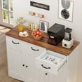 thumbnail image 4 of Sideboard Buffet Cabinet, Lofka Buffet Storage Cabinet with Drawers and Shelves, Wood Coffee Bar Cabinet, White+Retro, 4 of 10