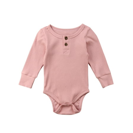 

LWXQWDS Baby Boys Girls Solid Onesie Basic Plain Rib Stitch Long Sleeve Bodysuit