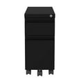 thumbnail image 3 of Pemberly Row Mobile Zip Pedestal 2-Drawer Filing Cabinet Box/File in Black, 3 of 6