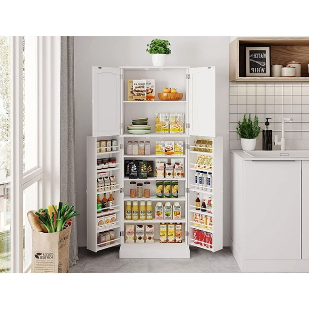 Yusong Tall Kitchen Pantry Storage with Doors and Shelves
