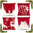 thumbnail image 1 of 4 Pieces 45x45 Cm Room Home Santa Claus Elk Pillowcase Decorative, 1 of 5