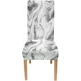 thumbnail image 2 of White Gray Ink Acrylic Painted Chair Covers Set of 4,Spandex Stretch Dining Room Chair Cover,Removable Washable Kitchen Parsons Chair Covers Seat Slipcovers, 2 of 6