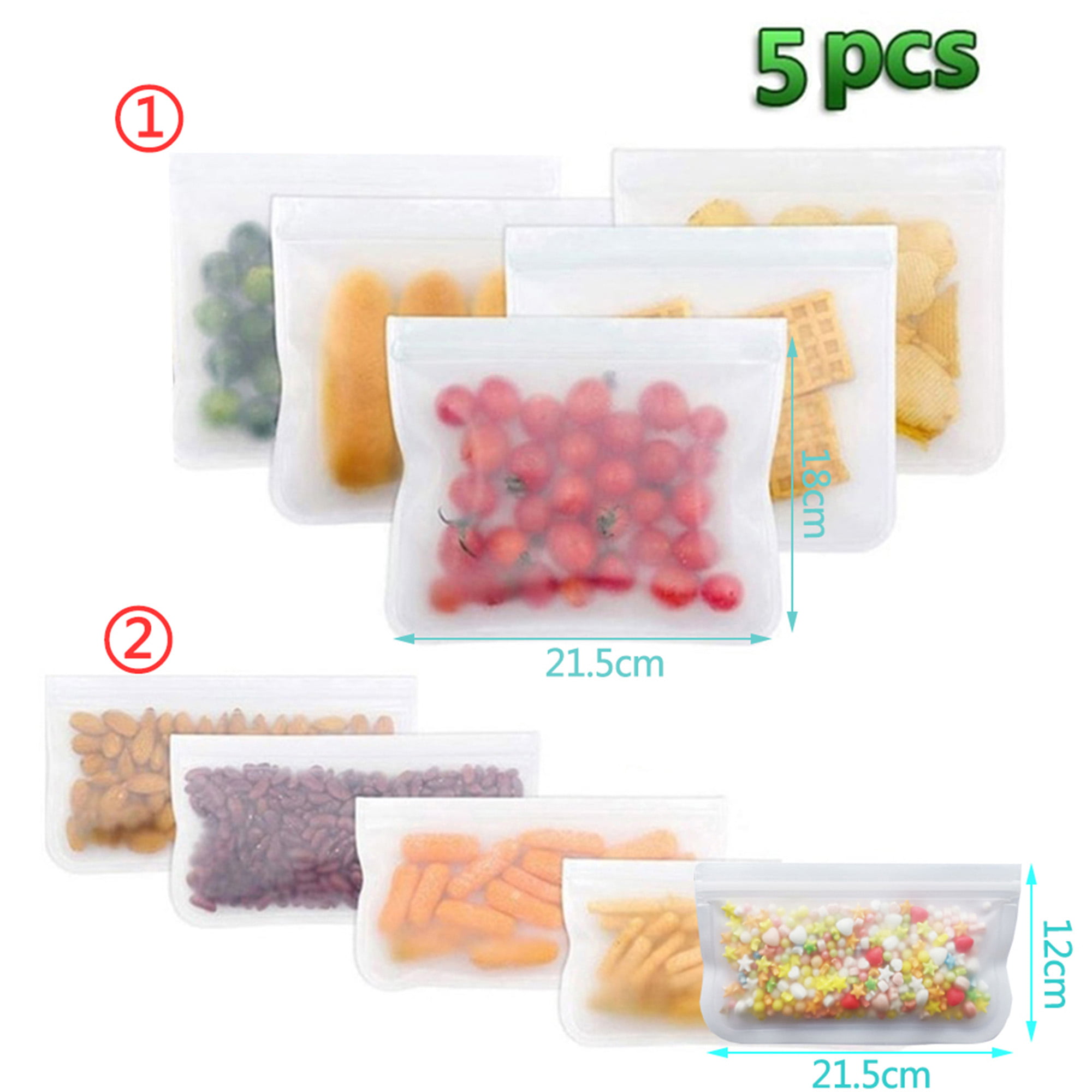 Food Storage Bags Details about   Korlon 12 Pack Reusable Silicone Bags 5 Sandwich Bags, 5 Sna 