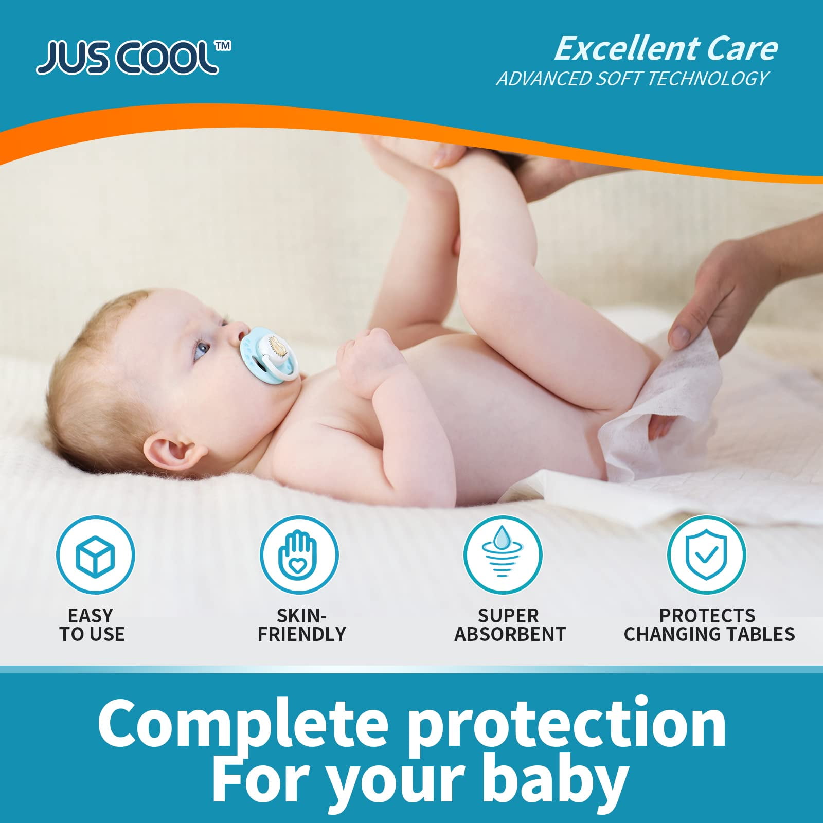HOPE BABY Incontinence Bed Pads 30”x 36”(50 Count) Disposable Baby Changing Pads, Underpads Portable Diaper Changing Pads Soft Bed Pads, Pack of 4