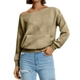 thumbnail image 6 of Drmagiyhm Womens Off Shoulder Sweatshirt Sparkle Long Sleeve Sweatshirt Casual Season Oversized Tshirts Sexy Slouchy Cozy Apparel Camel L, 6 of 6