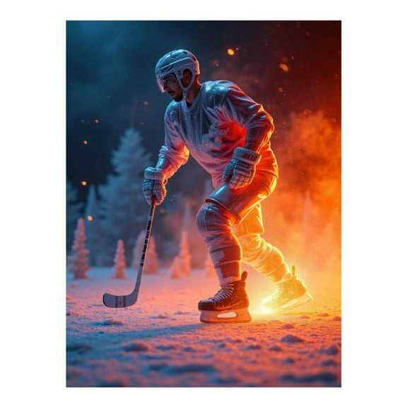 Diamond Art Kit for Adults, Ice Hockey Fire And Ice Scene Diamond Painting for Adults Beginners, 5D DIY Diamond Art Painting Kits, Colorful Diamond Painting Craft for Home Decor 12x16