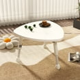 thumbnail image 2 of JilgTeok 2 Packs Small Coffee Table Triangular Coffee Table Room Small Space Furniture for Living Room Office Rustic White Height Adjustable Clearance, 2 of 6