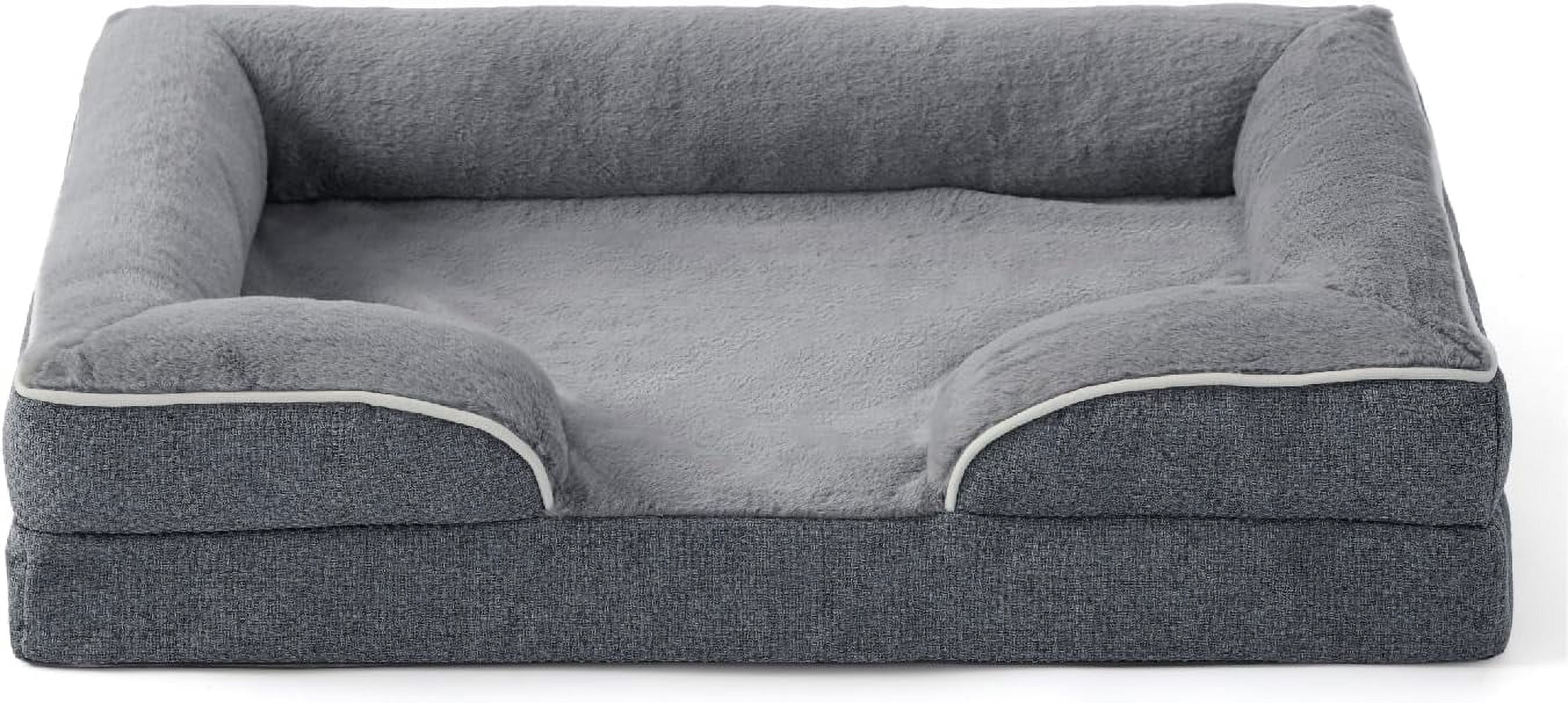 Orthopedic Dog Bed for Medium Dogs, Supportive Foam Medium Pet Bed Sofa with Washable Removable Cover, Waterproof Dog Couch Bed, Non-Slip Bottom and Egg-Crate Foam, Grey