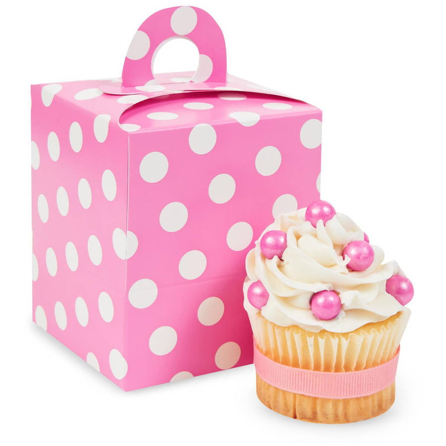 BN Pink with White Polka Dot Cupcake Box Holds 12 Cupcakes Lot of 5 Boxes 