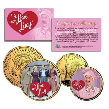 I LOVE LUCY * Lucille Ball * NY Quarter & JFK Half Dollar US 2-Coin Set LICENSED