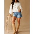 thumbnail image 5 of Women's Cropped Cardigan Sweaters Fall Long Sleeve Open Front Color Block Knit Outwear Coats Color L, 5 of 8