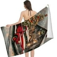 thumbnail image 2 of PHYHOO Vintage and Christmas Truck Beach Towels Quick-Dry &amp; Super Absorbent Microfiber Sand Free Happy Christmas Tree with Red Truck Blanket Or Bath Towel for Pool Sports Towel 30x60in, 2 of 8