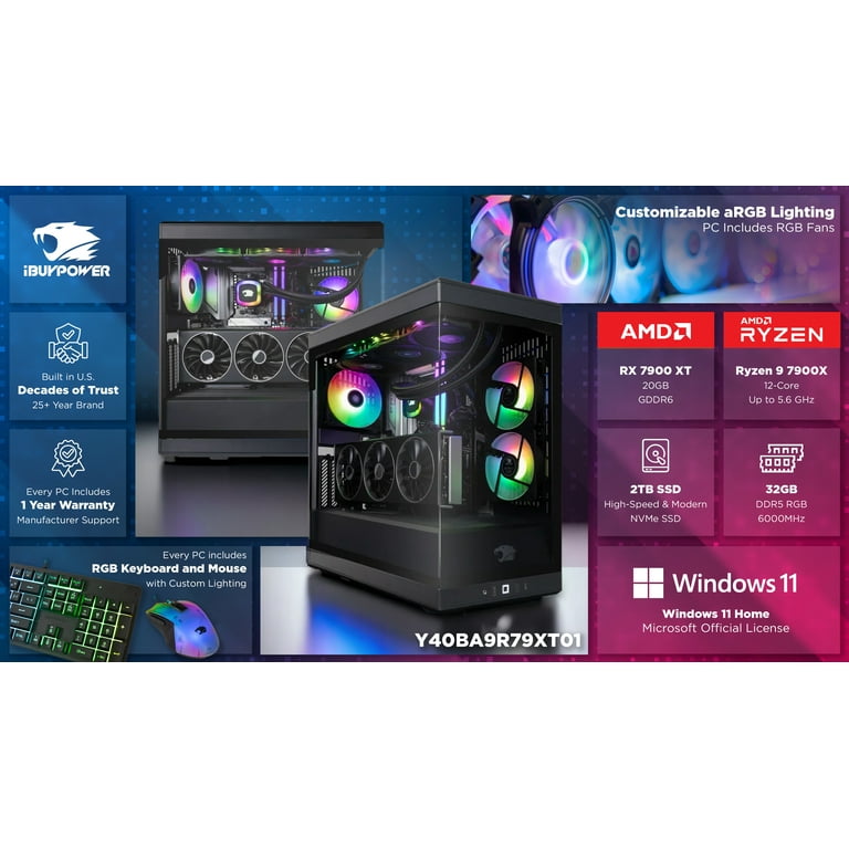 iBUYPOWER Y40 Gaming PC Desktop Liquid Cooled , AMD Ryzen 9