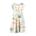 thumbnail image 5 of Riecok Summer Short - Sleeved Ruffled Round - Neck Easter - Printed Waist - Cinched Pocketed Tiered Dress for Girls Aged 6 - 15 Multicolor 6-7 Years, 5 of 5