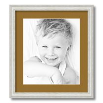 ArtToFrames 16x18" Matted Picture Frame with 12x14" Single Mat Photo Opening Framed in 1.25" Off White Wash on Ash and 2" El Dorado Mat (FWM-4098-16x18)