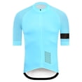 thumbnail image 2 of EliteGoogv Men's Short Sleeve Cycling Breathable Mesh Bike Shirt Solid Color Stretchy Athletic Wear Full Zip Road Mountain Biking Top for Summer,Blue,3XL, 2 of 3