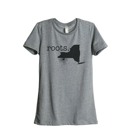 Thread Tank Home Roots State New York NY Women's Relaxed Crewneck T-Shirt Tee Heather Grey