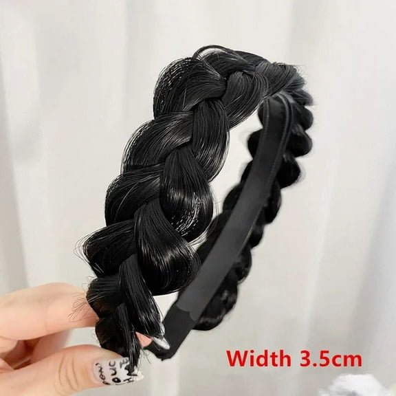 Wide Messy Braided Headband With Teeth Synthetic Hair Plaited Headband High Elasticity Braids Chunky Fishtail Braided Hair Band Hairpiece for Girls Women