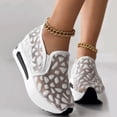 thumbnail image 6 of Yindaity Women Platform Leather Wedge Shoes Rubber Increasing Lace Women's Casual Shoes Women's Fashion Sneakers Z06-White,8.5, 6 of 6