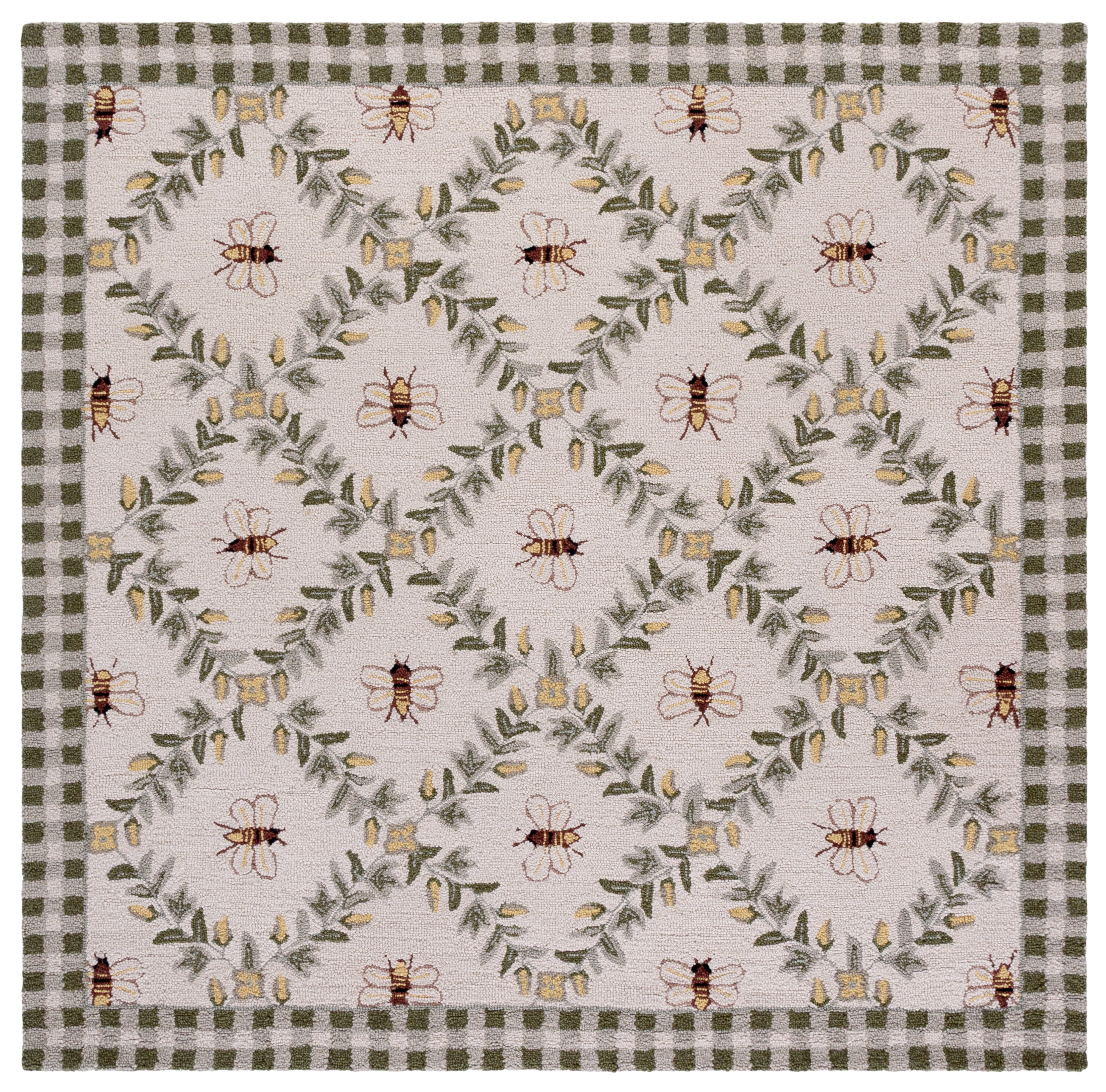 Safavieh Chelsea Lara Bordered Wool Area Rug, Ivory/Green, 5'6" x 5'6" Square