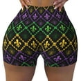 thumbnail image 2 of Honeii Mardi Gra Geometric Print Women's Workout Shorts, Gym Shorts for Active Wear, Sports Shorts,Women's Running Shorts,Quick Dry Athletic Shorts-XX-Large, 2 of 8