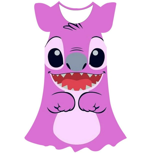 2023 año Disney Stitch Girl vestidos casuales verano estampado de flores vestido sin mangas disfraces fiesta de cumpleaños serie Disney faldas 7T Gao Jinjia LED
