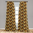 thumbnail image 5 of Ambesonne Abstract Curtains, Graphic Cubes Blocks, Pair of 28"x63", Black Yellow Brown, 5 of 5