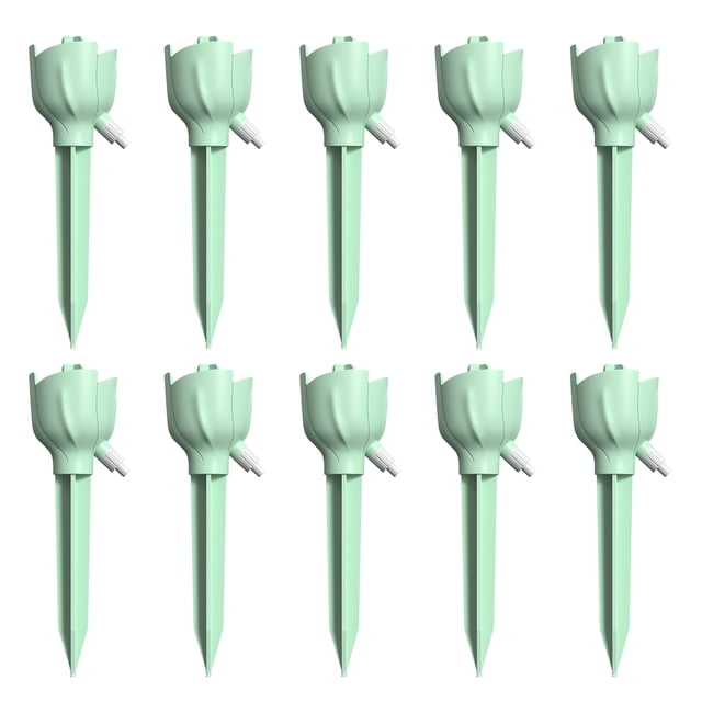 Sistema de riego automático por goteo con pincho ajustable y liberación lenta para plantas en maceta, ideal para jardinería interior y exterior.
