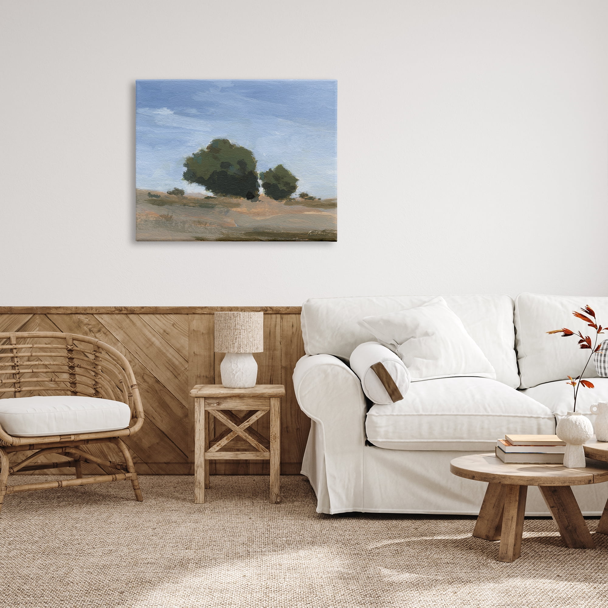 Stupell Industries Blue Sky Landscape Nature Painting Gallery Wrapped Canvas Print Wall Art, 40 x 30