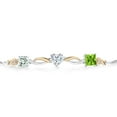 thumbnail image 2 of Gem Stone King 925 Silver and 10K Yellow Gold Sky Blue Aquamarine Moissanite Green Peridot and Lab Grown Diamond Tennis Bracelet for Women By Keren Hanan (2.03 cttw, Adjustable up To 9 inch), 2 of 4