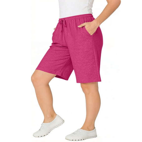 uublik Running Shorts Women Casual Elastic Waist Shorts Summer Beach Lightweight Short Pants with Pockets, Hot Pink