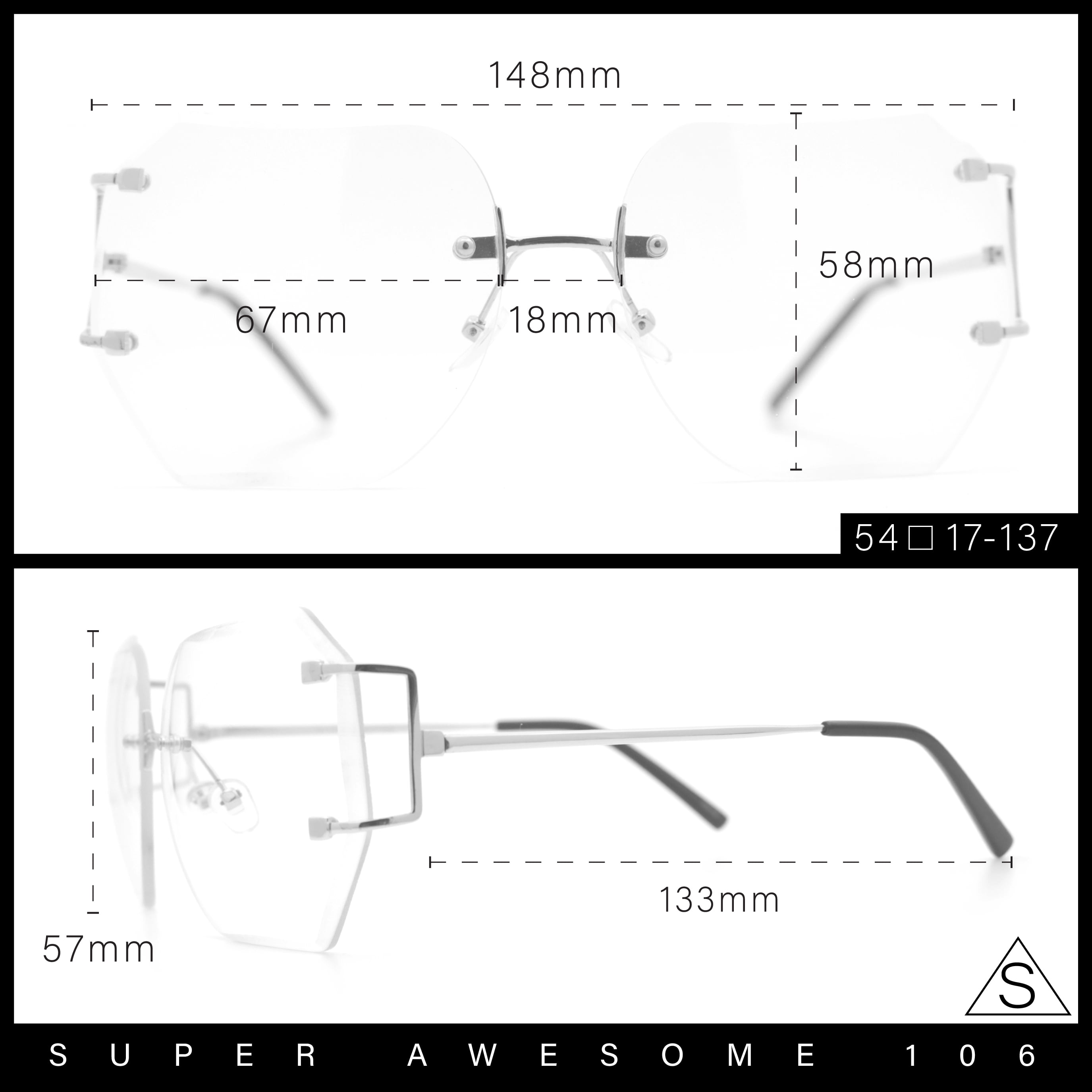 SA106 by Gold Luxury Rectangular Rimless Oversize Butterfly SA106 by Gold Luxury Rectangular Rimless Oversize Butterfly