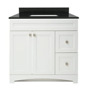 Monterrey 37" Flat White Vanity with Black Galaxy Granite Top