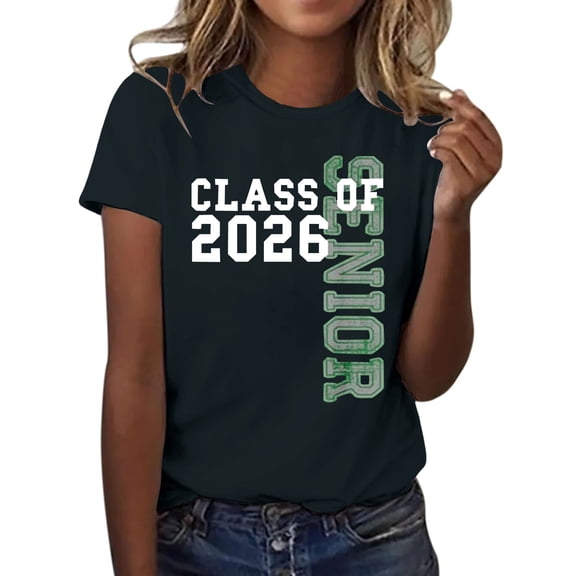 MEICHEN Graduation Gifts for Her: Class Of 2026 Senior 26 High School Graduation T Shirt Womens Spring Summer Tops