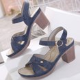 thumbnail image 4 of Sandals for Women Metal Buckle CarThread Buckle Thick Heel Comfortable Large Size Women's Sandals, 4 of 4