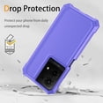 thumbnail image 3 of TJS for TCL K32 5G / K33 5G Phone Case, with Tempered Glass Screen Protector, Full Body Protective Heavy Duty Hybrid Bumper Cover (Purple), 3 of 5