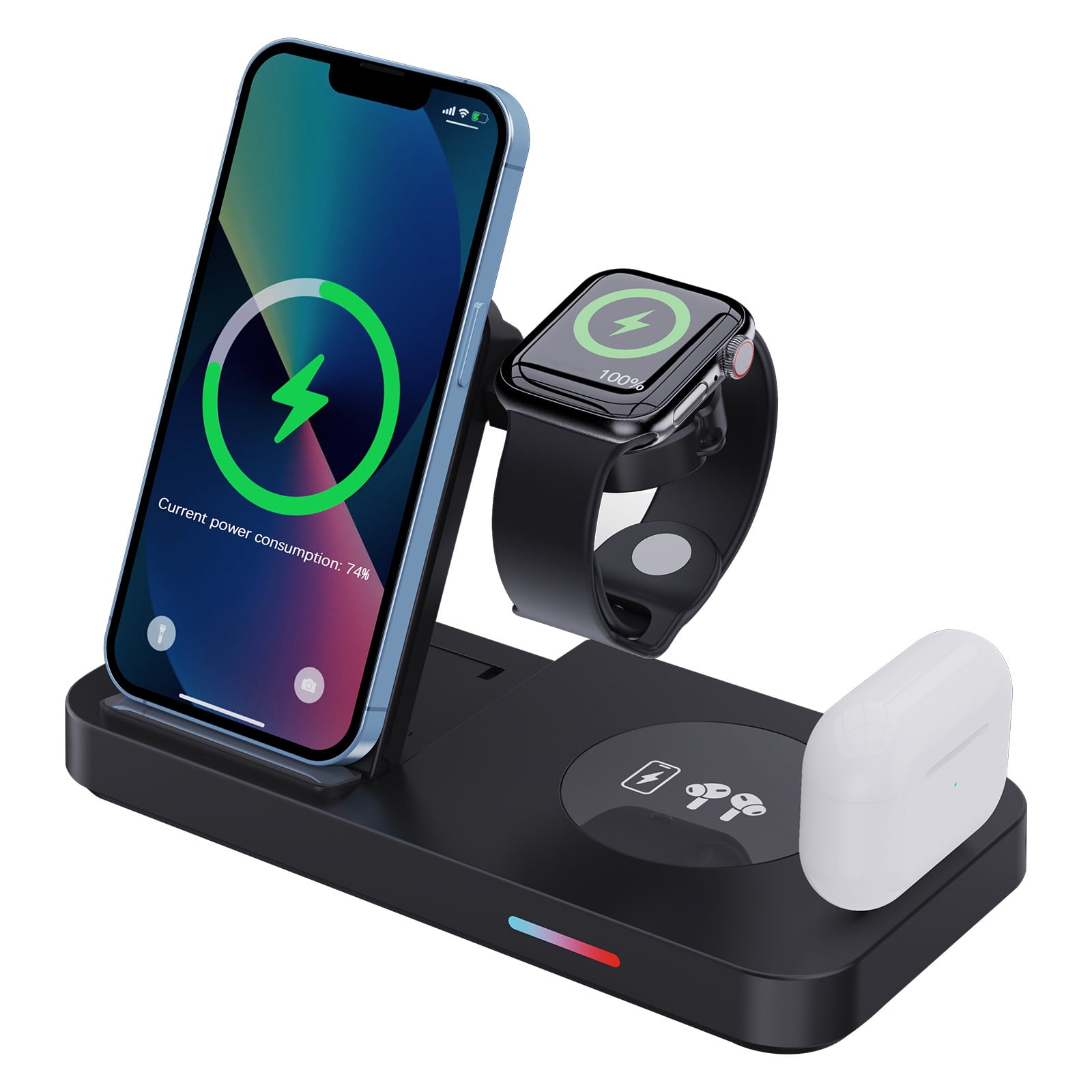 Electronics Accessories - 4 In 1 Magnetic Wireless Charger Station Fast Wireless Charging Stand 15W For I-Phone For Air-Pods For