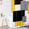 thumbnail image 4 of Grey Black Triangles Shower Curtain Set with Toilet Lid Cover and Non-Slip Rugs for Bathroom, Abstract 4 Pcs Shower Curtain Set, Modern Geometric Bathroom Set with 12 Hooks, 4 of 7