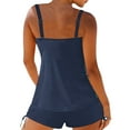 thumbnail image 4 of Plus Size Two Piece Swimsuits for Women Tummy Control Bathing Suits Tankini Swim Top with Low Waist Shorts Set, 4 of 7