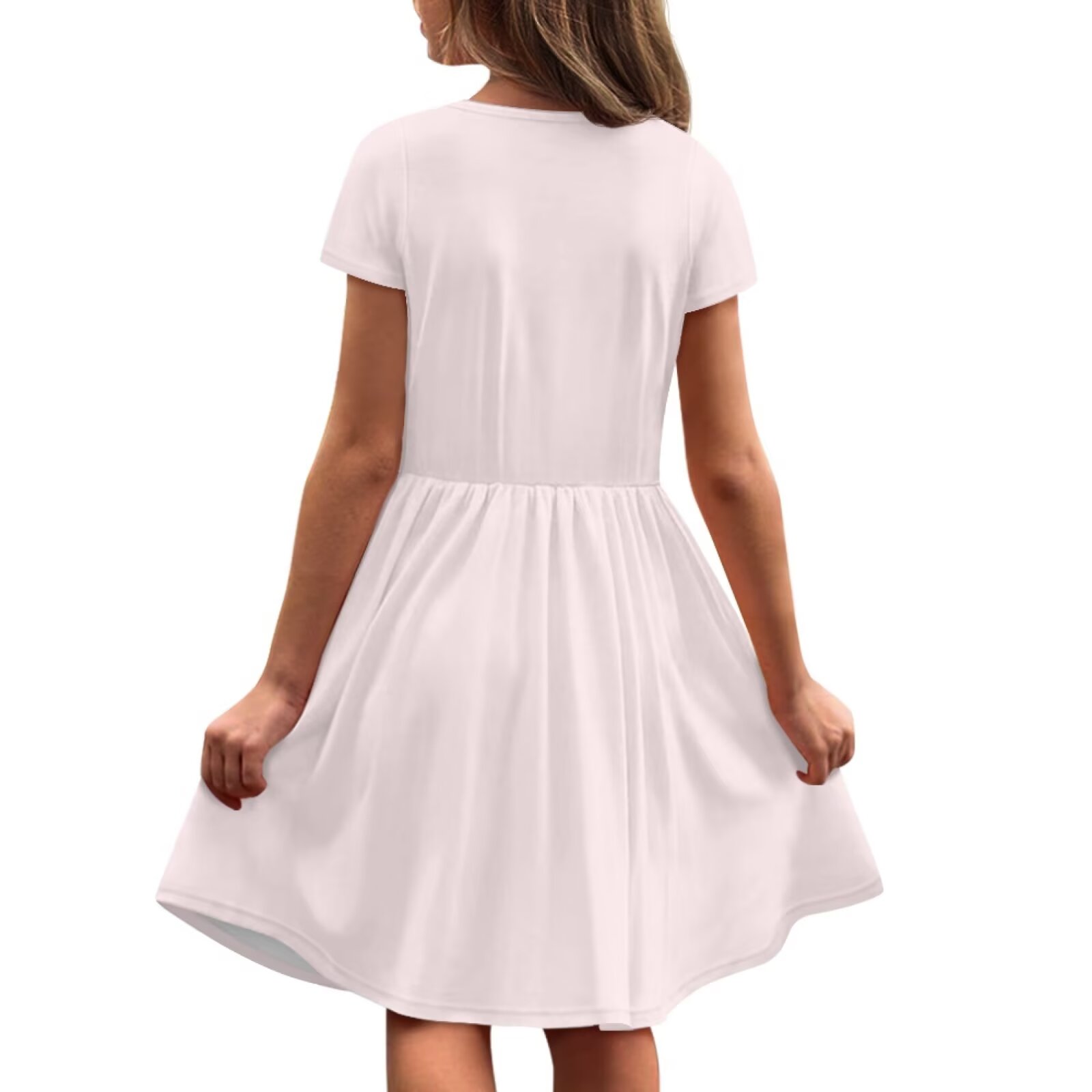 Uourmeti Axolotl Short Sleeve Dress for Girls 5-6 Summer Soft Swing Dress Casual Crewneck Knee Length A-Line Dresses with Pockets