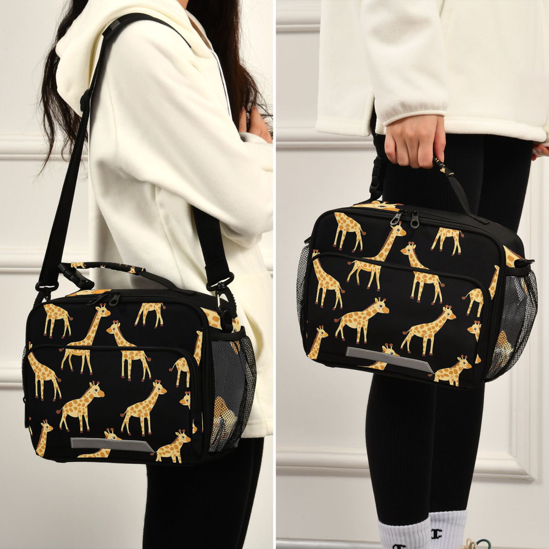 ALAZA Giraffes Pattern Lunch Box Insulated Cooler Bag Reusable Tote Bags Shoulder Strap