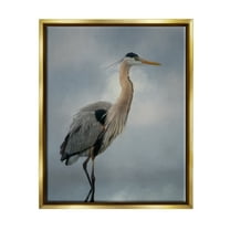 Stupell Perched Egret Water Reflection Animals & Insects Photography Gold Floater Framed Art Print Wall Art