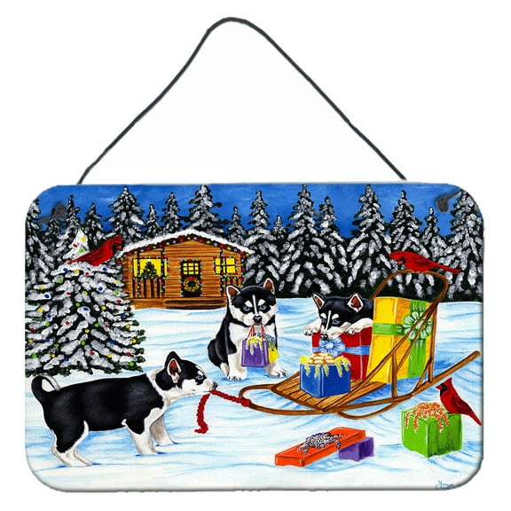 Carolines Treasures AMB1318DS812 Christmas Mush Siberian Husky Wall or Door Hanging Prints 8x12 multicolor