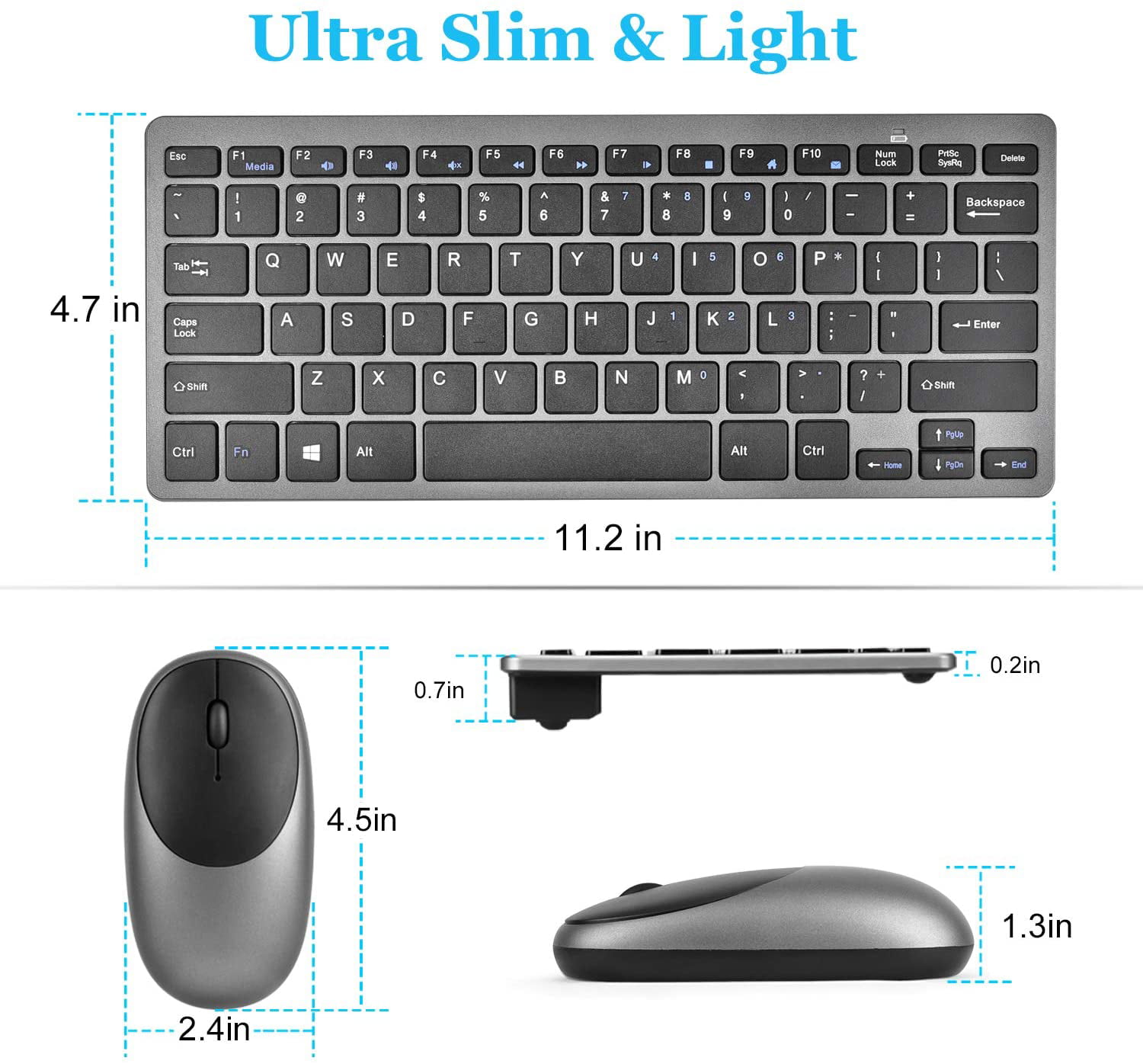 Loreran Ultra-Thin 2.4G Wireless Keyboard and Mouse Combo Chiclet Keyboard with Scissor Mechanism Keycap and Nano Receiver for PC Laptop Computer Smart TV Tablet White 
