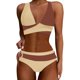 thumbnail image 1 of MKLEKYY Trajes De Baño Women High Waisted Bikini Sets Swimsuits Color Block Two Piece Drawstring Bathing Suit, 1 of 6